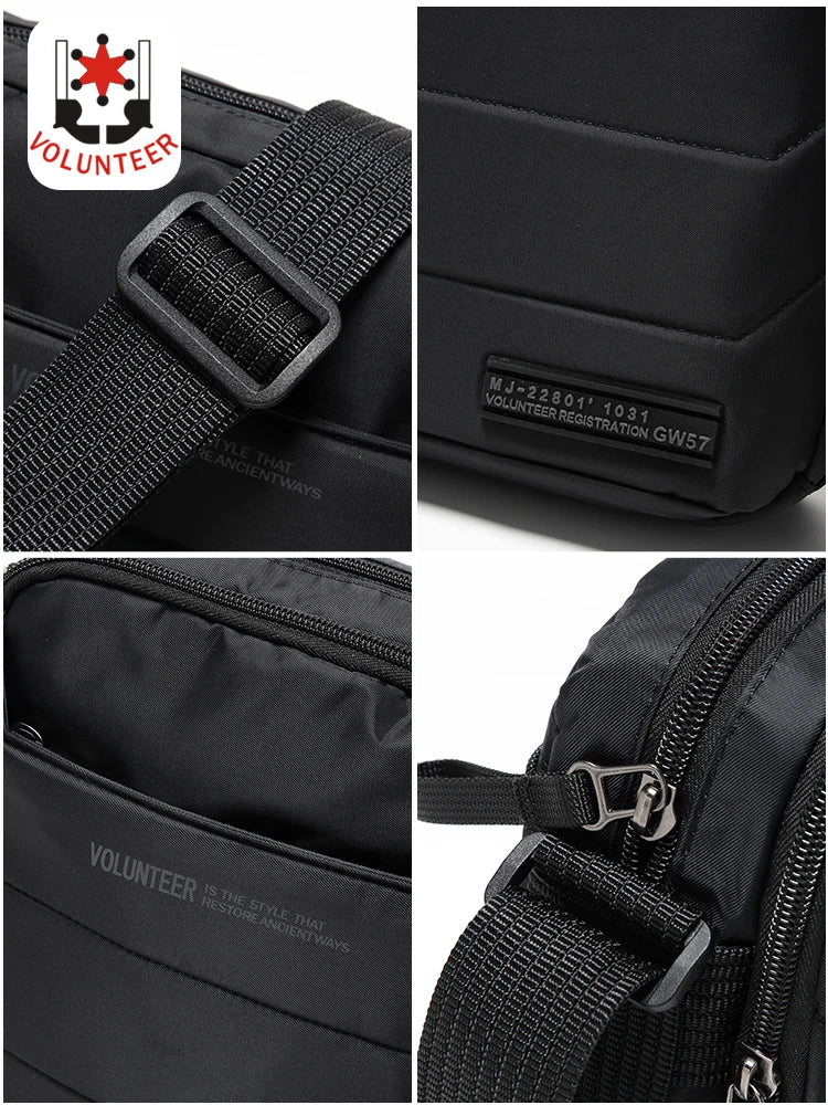 VOLUNTEER Crossbody Bag Men Casual Oxford Cloth Waterproof Phone Bag Man Fashion Commuter Adjustable Shoulder Bags Male 1713-13