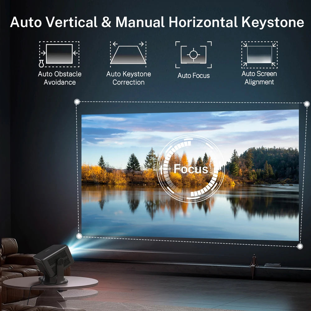 LYNCast  Smart Projector, Native 1080P, 4k Decoding, APP Control, BT5.4, WIFI6, L018, Android14, 270° Rotate Portable, Home Theater, Perfect for TV Series, Movies, Gaming, Anime, Sports, K-Dramas, Concerts, Portable Projecto