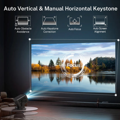 LYNCast  Smart Projector, Native 1080P, 4k Decoding, APP Control, BT5.4, WIFI6, L018, Android14, 270° Rotate Portable, Home Theater, Perfect for TV Series, Movies, Gaming, Anime, Sports, K-Dramas, Concerts, Portable Projecto