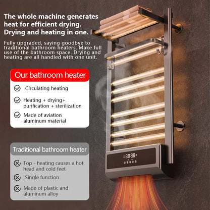2-in-1 Towel Bath Towel Heater with Timer, Bathroom Radiator, Electric Towel Warmer