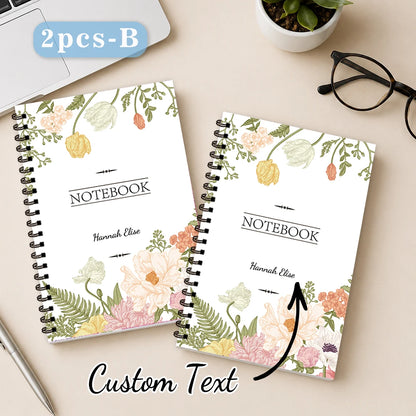 1pc/2pcs, custom floral notebook, DIY text, 50 sheets, suitable for travel and journaling, notebook/diary/spiral notebook.