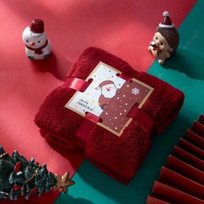 Coral Velvet Christmas Towel Xmas Holiday Decorative Reusable Face Towel Absorb Water Wash Cloth Christmas Gift Party Gift