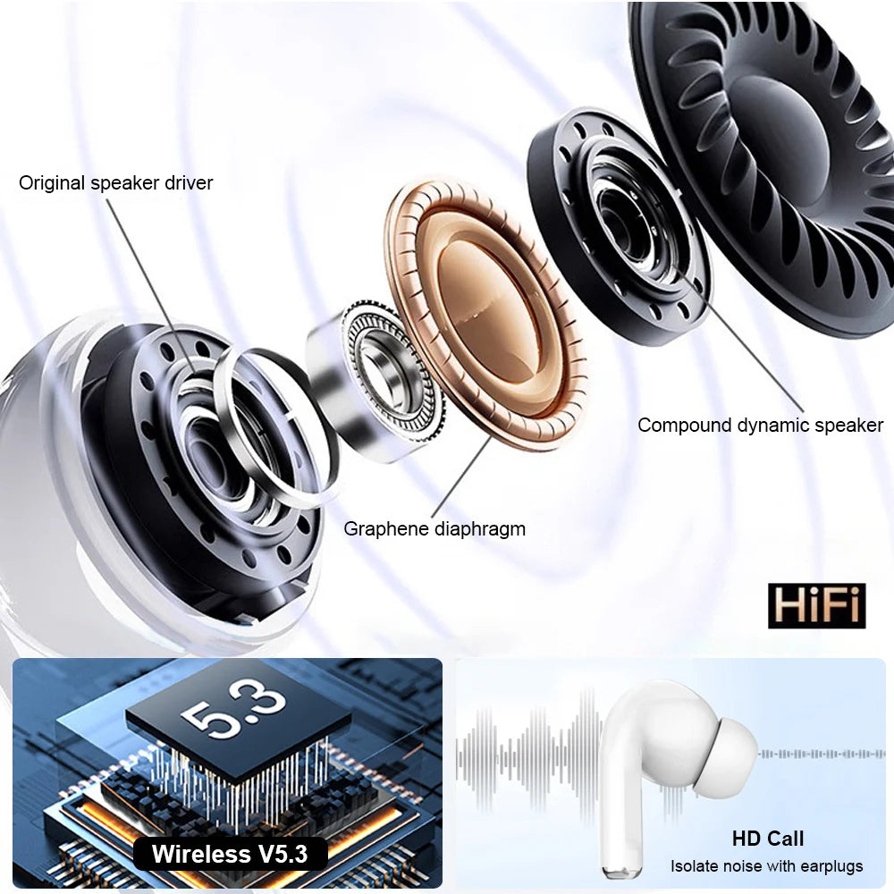 Choice ERAZER Airs Pro Wireless Bluetooth Earphones Touch Screen Headphones HiFi Stereo Sound Earbuds Gaming Headsets HD Call