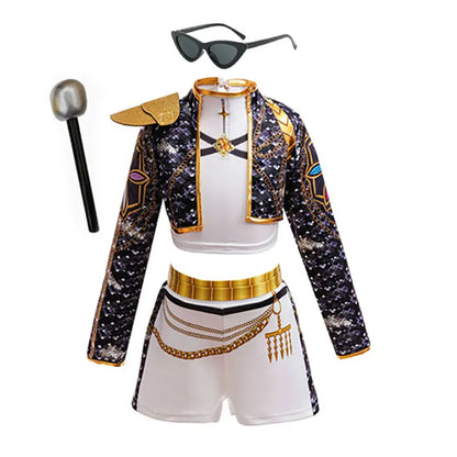 Kids Korean Singer Dance Costume Set Halloween Carnival Cosplay Outfit Girls Stage Performance Role Play Clothes