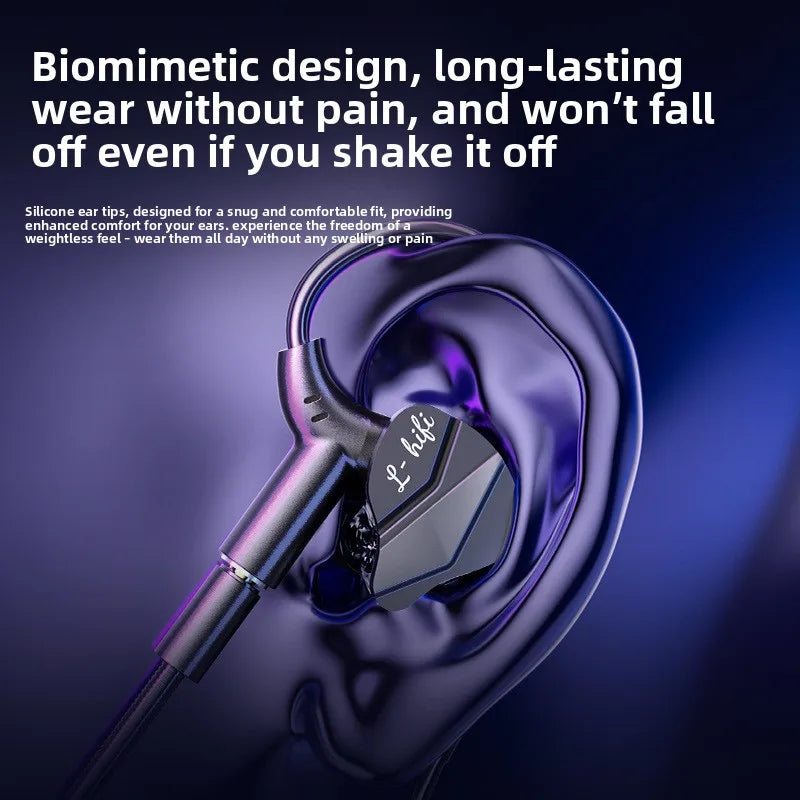 3.5mm&TypeC In-ear Headphones Wired Earphone Gamer Gaming Headphones with HD Microphone HiFi Stereo Headset for IPhone Samsung