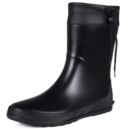 Crestar Women's Mid Calf Rain Boots Outdoor Ultra Lightweight Portable Waterproof Garden Shoes Fashion Non-slip Gardening Boots