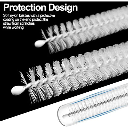Drinking Straw Cleaning Brush Kit Reusable Tube Pipe Cleaner Nylon Stainless Steel Long Cleaning Brushes for Baby Cup Bottles