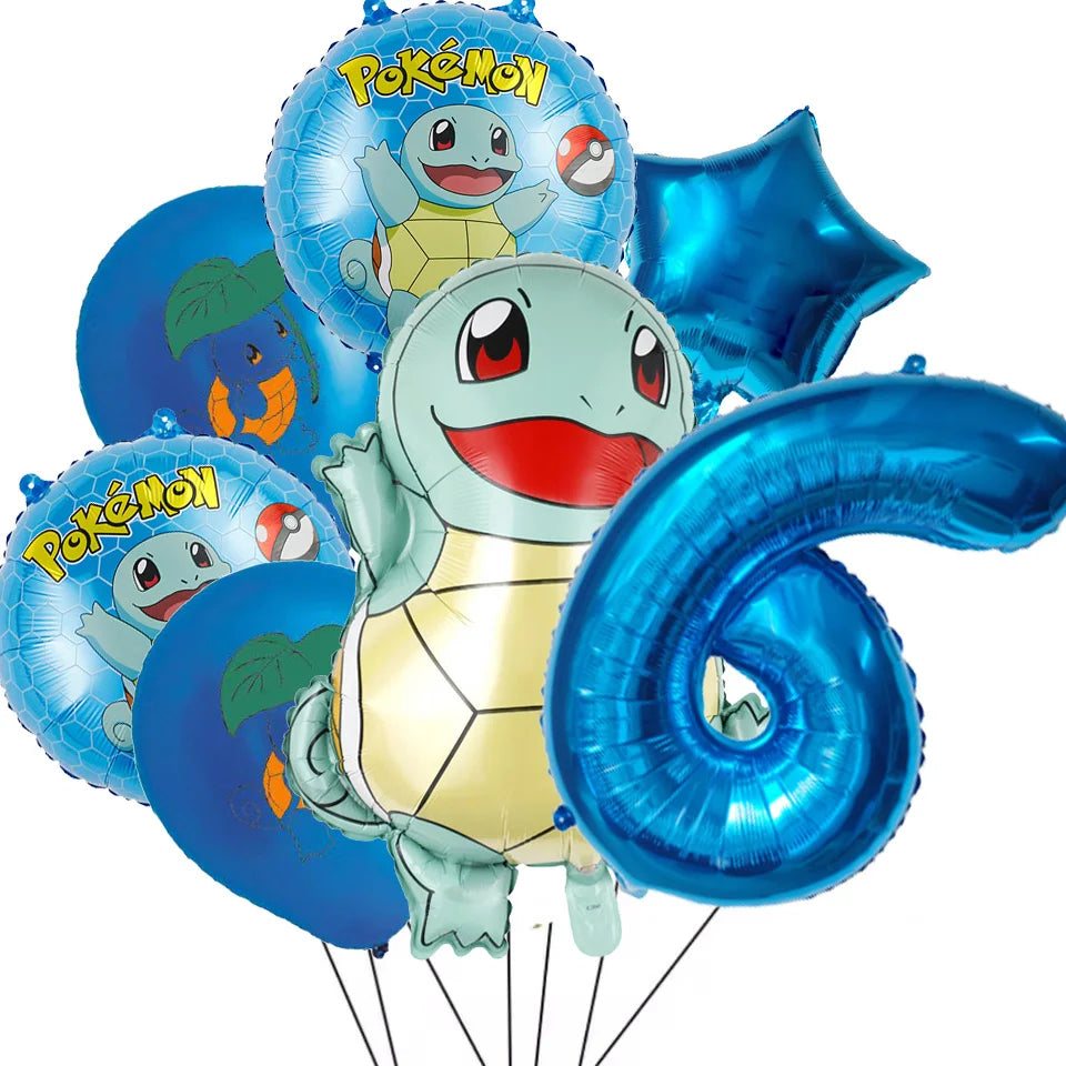 7Pcs/Set Pokemon Balloon Set Pikachu Charmander Cartoon Aluminum Foil Balloons Party Decoration Props Toy Anime Birthday Party