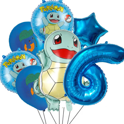 7Pcs/Set Pokemon Balloon Set Pikachu Charmander Cartoon Aluminum Foil Balloons Party Decoration Props Toy Anime Birthday Party