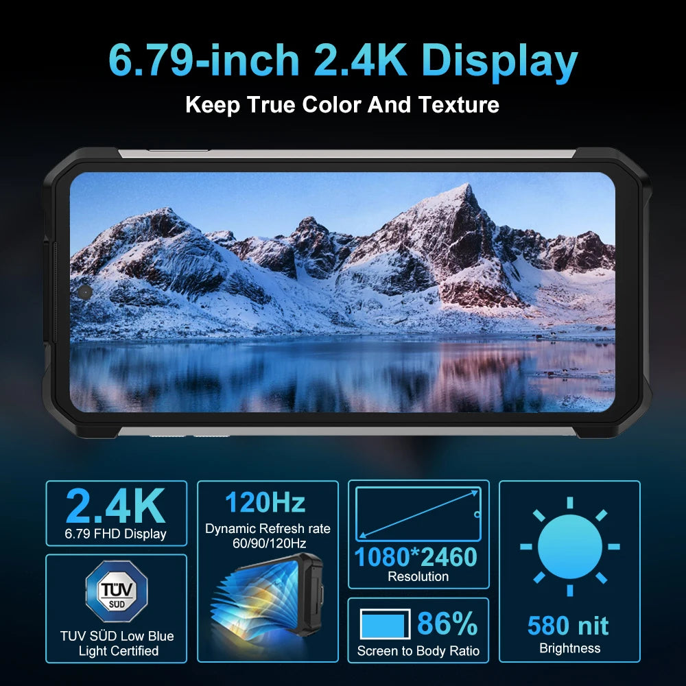 Unihertz tank 2 Pro 8849 rugged phone with projector, 100MP camera, 24GB 512GB, Android 14, 100MP, NFC, Helio G99, 23800mAh , 4G