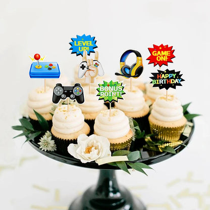 GamePad Cake Topper Happy Birthday Wedding Game on Kids Boys Party Baby Shower Cupcake Toppers Decoration Baking Supplies DIY