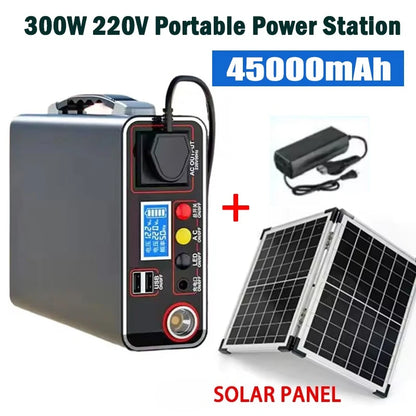 300W Portable Power Station 220V Solar Generator Outdoor Camping Emergency Mobile Power Bank 90000mAh LiFePO4 Backup Battery