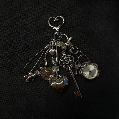 Original Hollow Heart Pocket Watch Chain Keychain Design Steampunk Clock Vintage Necklace Pendant Jewelry Watch Men Women Gift