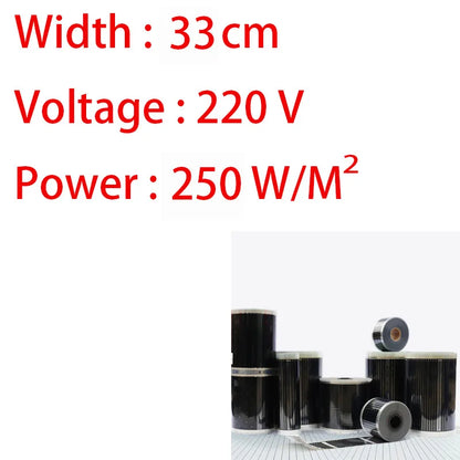 Graphene Electrothermal Film Electric Heating PTC Heating-Sheet 12/24/36/220V 140/240/640w/m2 Width12/20/33/43/50ＣＭ All Size