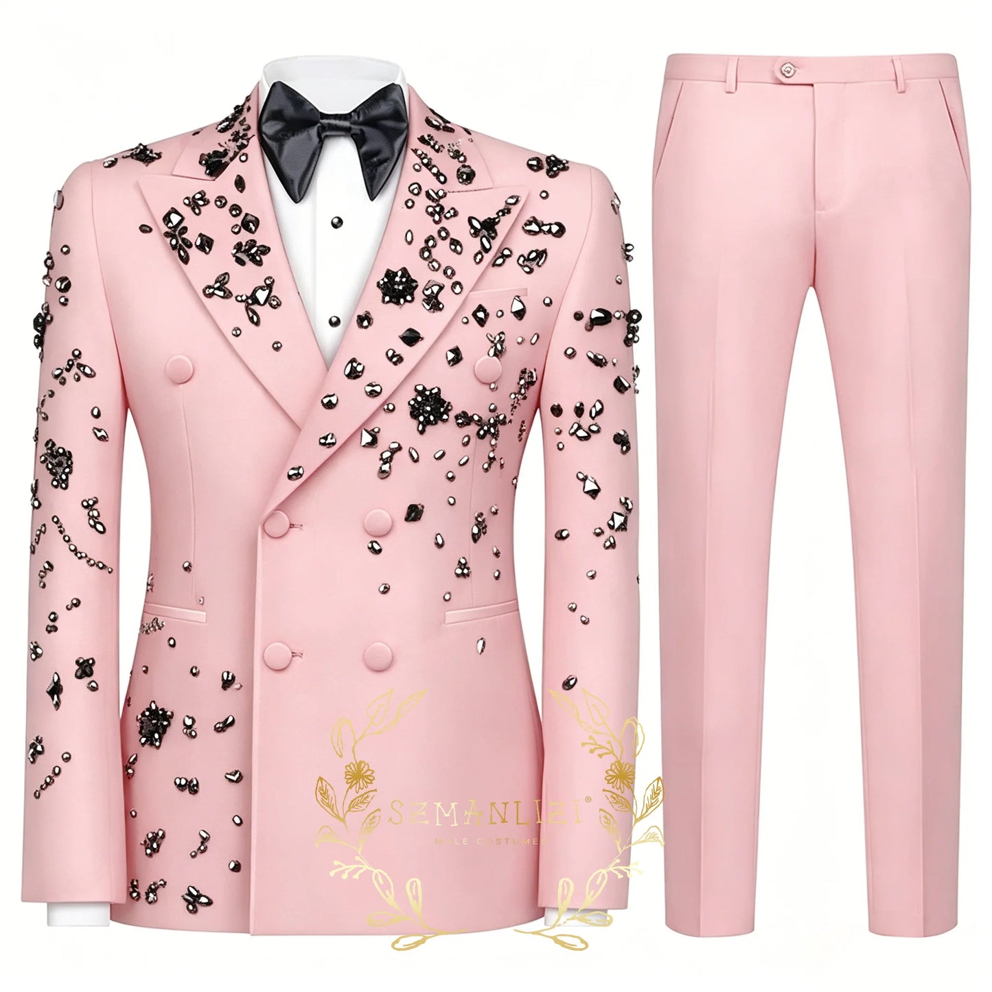 Fashion Burgundy Boy Suit Crystals Wedding Tuxedo Double Breasted Formal Child 2 Pieces Blazer Pants costume enfant garçon