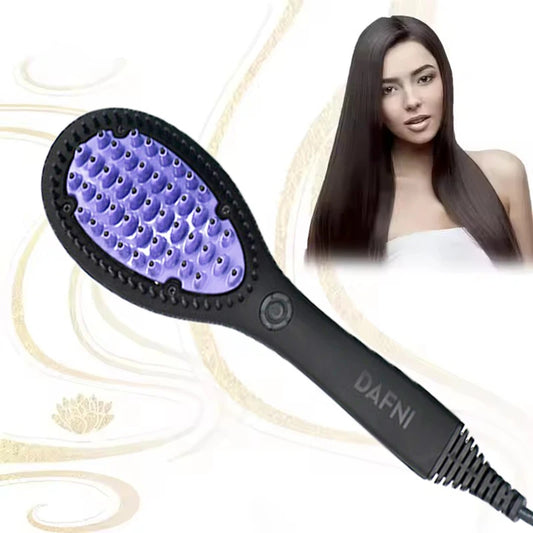 Hot Comb Hair Straightener Brush Ionic Anti Scald Curling Iron Ceramic PTC Fast Heating Straightening Curler Stying Tool