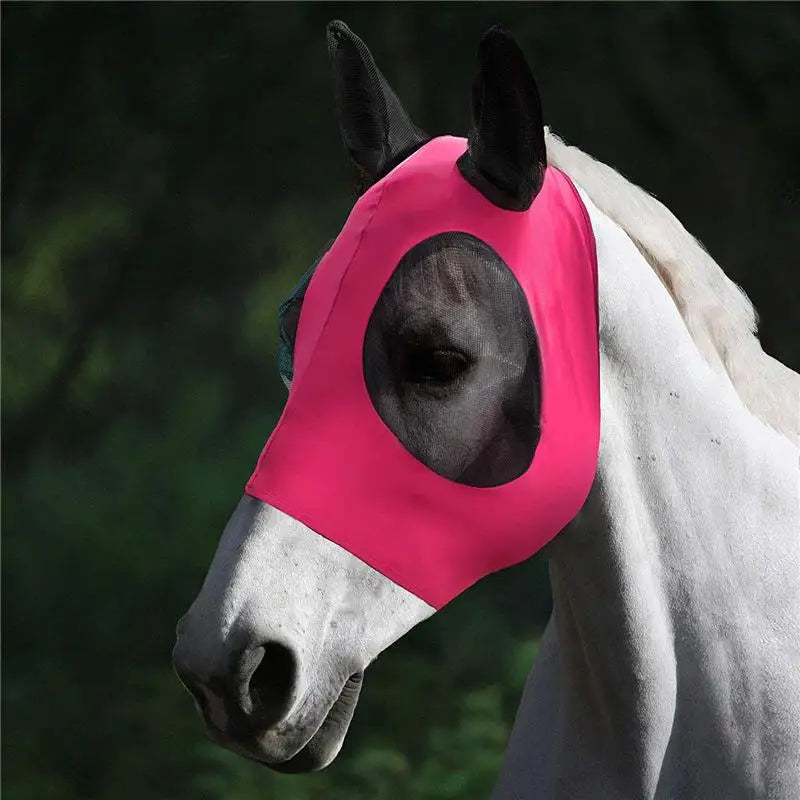 1pc Stretch Horse Fly Mask Mesh Bug Eye Cover Anti Insect Equine Face Shield for Summer Pasture Use