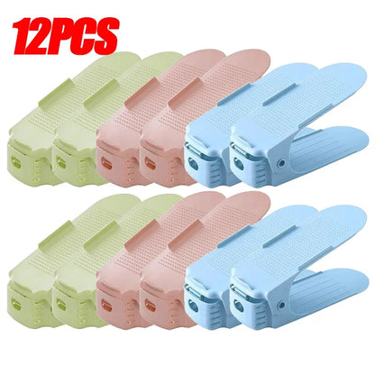 1/12PCS Adjustable Shoe Stacker Shoe Slots Organizer Space Saver Double Deck Rack Holder for Closet Organization