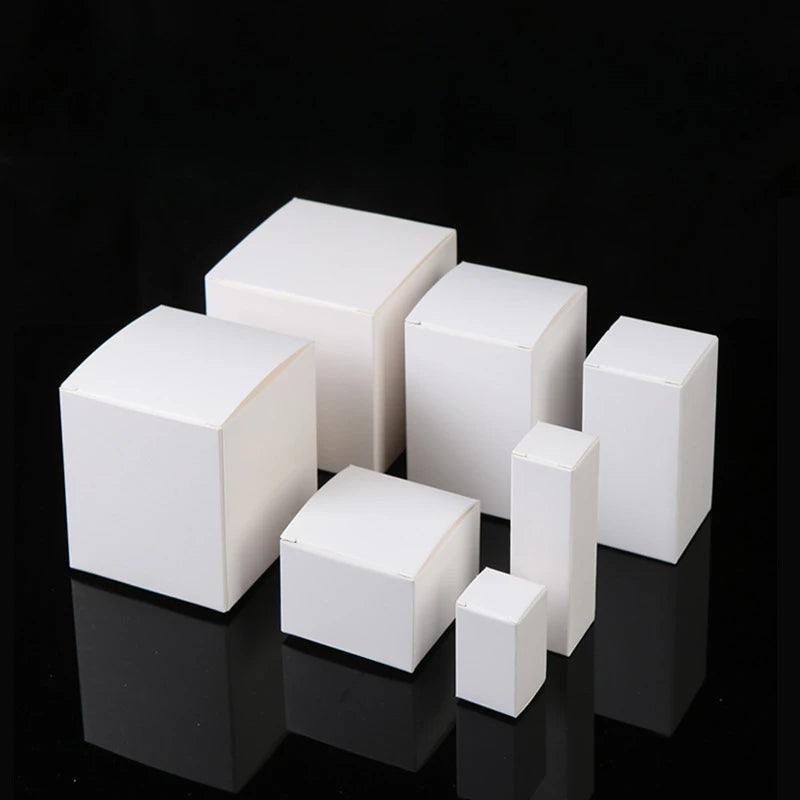 50Pcs white Packaging Folding Boxes 4-36cm Rectangular Carton Packaging Box For Essential Candle Gift Oil Bottle Package