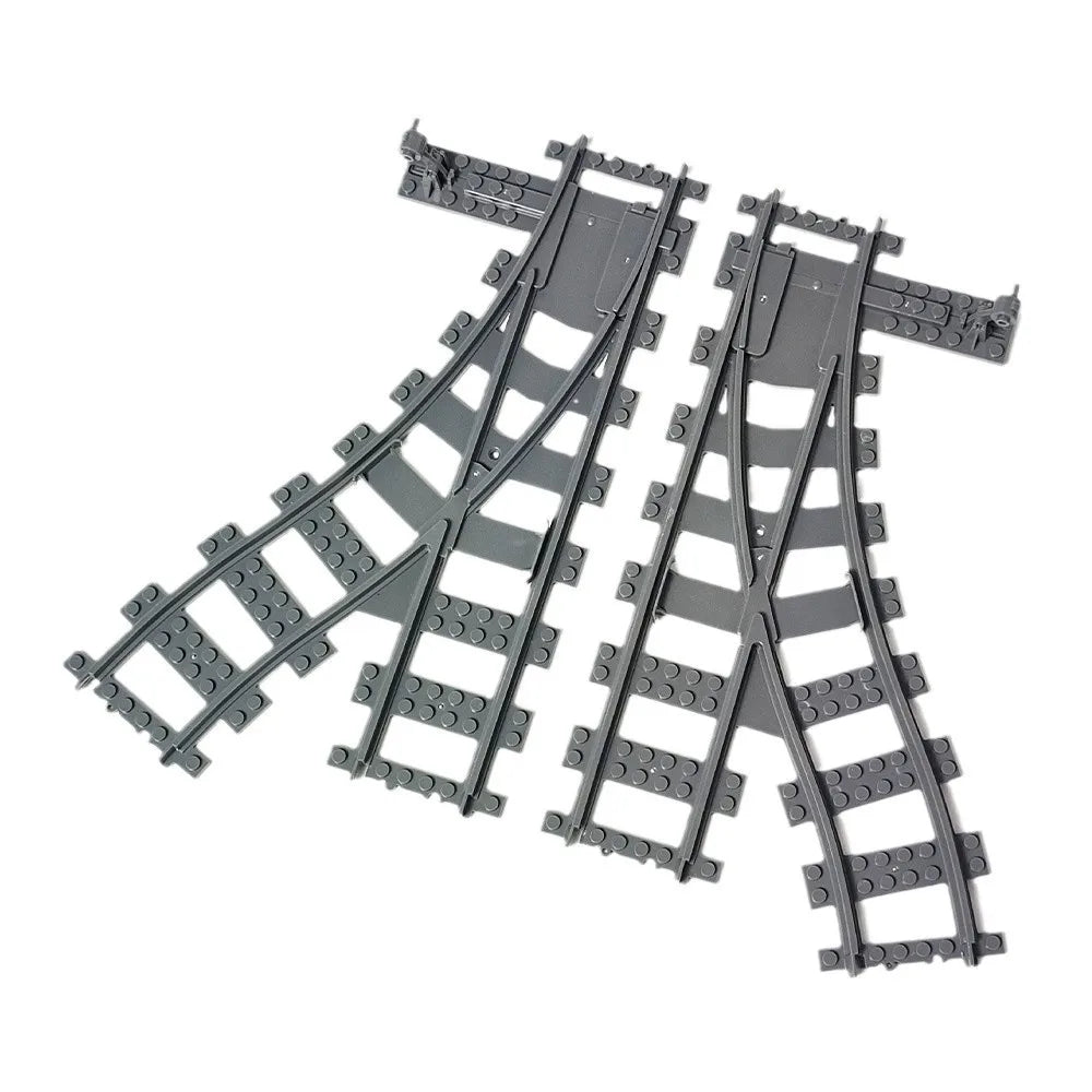 City Trains Flexible Tracks Forked Straight Curved Soft Rails Track Switch Building Block Bricks Kids DIY High-tech Creative Toy