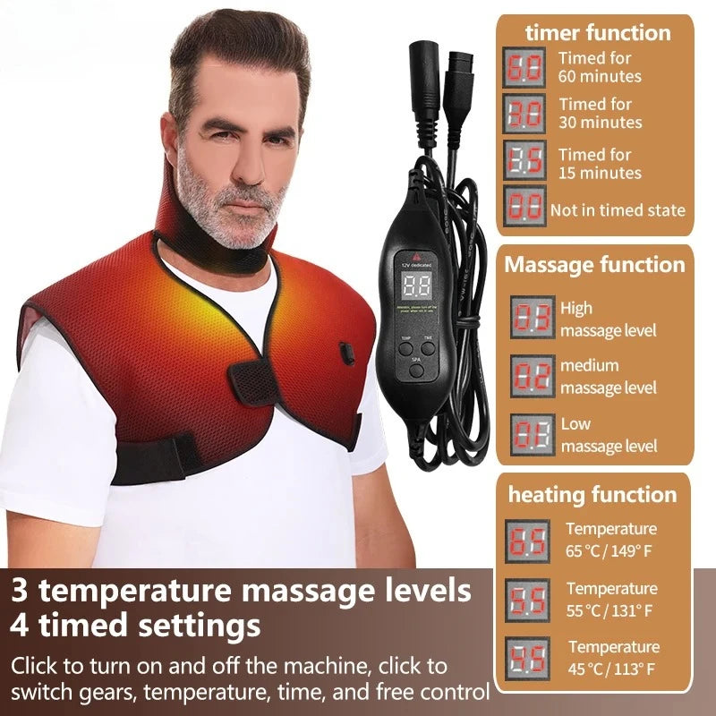 Electric Massage Wrap Neck Shoulder Back Pain Relief Heating Shawl Shoulder Vibration Massager Cold Weather Body Warmer Vest