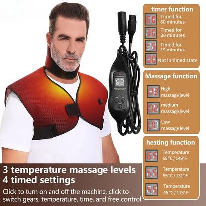 Electric Massage Wrap Neck Shoulder Back Pain Relief Heating Shawl Shoulder Vibration Massager Cold Weather Body Warmer Vest