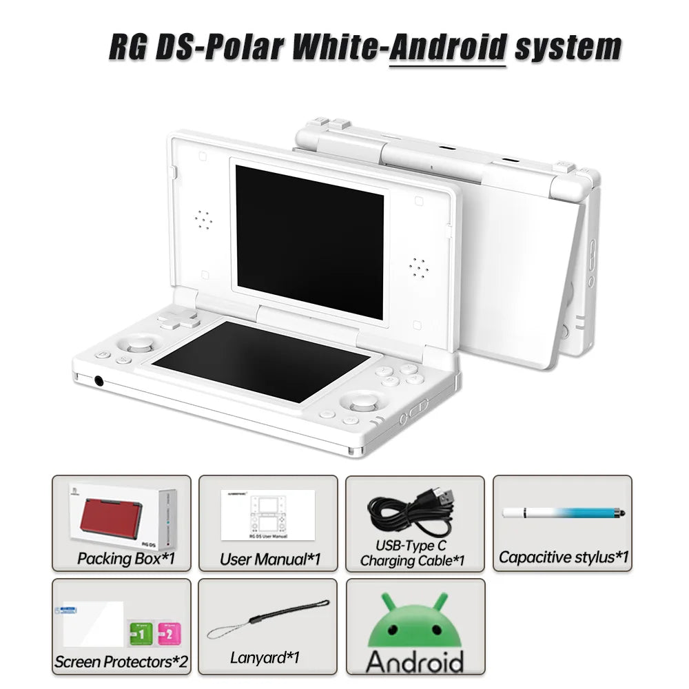 Anbernic RG DS Dual 4.0” IPS Screen Video Game Console Android 14 Support Dual Application On Split Screens & Hall-Switch Chip