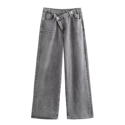 HH 2025 Summer Women's Fashionable Straight Jeans High Waist Vintage Zipper Women's Casual Jeans Commuting Streetwear Y2K