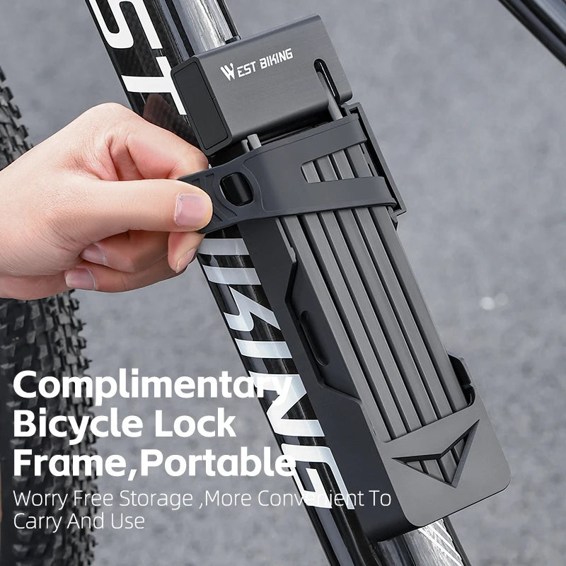 WEST BIKING Foldable Bike Lock Portable Anti-Theft Security Folding Padlock for MTB Road Bike E-bike Scooter Bicycle Accessories