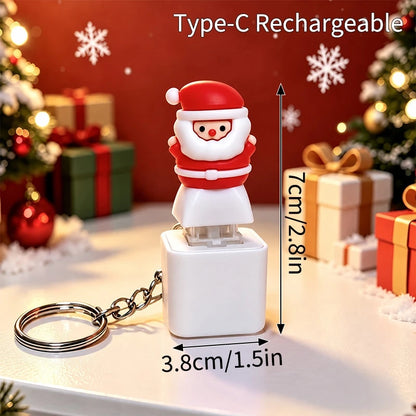 Glowing Sound Key Cap Keychain Halloween Pumpkin Ghost Witch Press Keyring Christmas Santa Snowman Pendant Party Favor