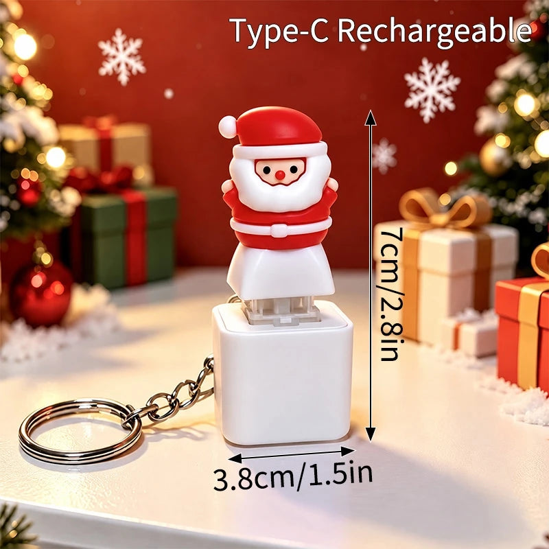 Glowing Sound Key Cap Keychain Halloween Pumpkin Ghost Witch Press Keyring Christmas Santa Snowman Pendant Party Favor