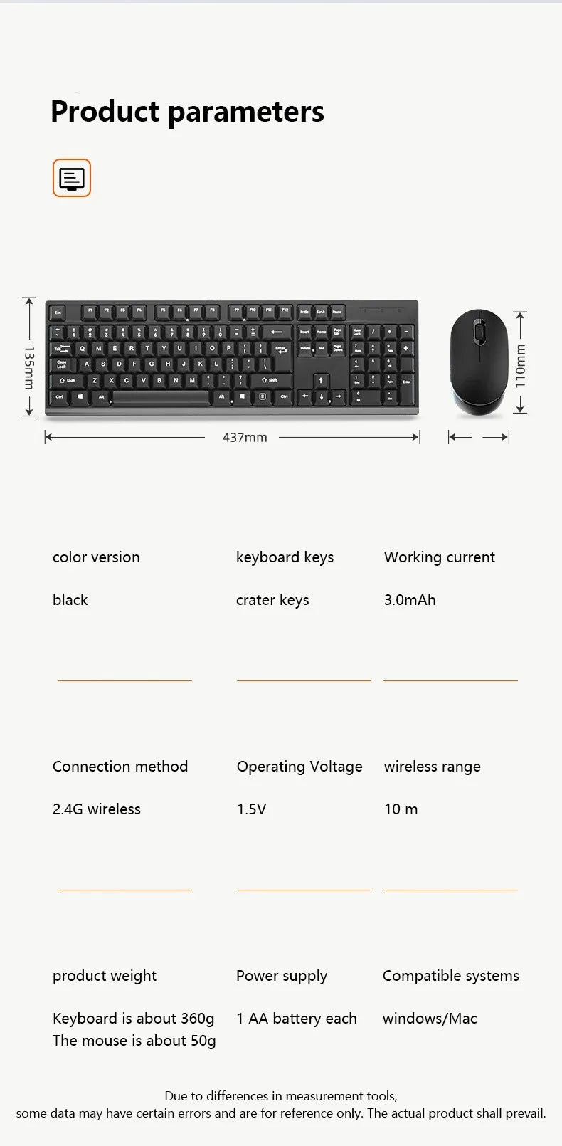 2.4GHz Wireless Keyboard Mouse Set Gaming Keyboard  Mouse Kit Tablet keyboard for Android TV Box Laptop PC Office Accessories