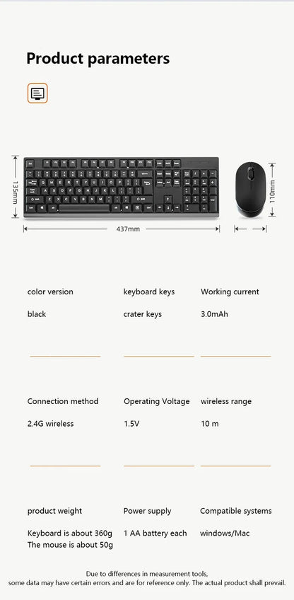 2.4GHz Wireless Keyboard Mouse Set Gaming Keyboard  Mouse Kit Tablet keyboard for Android TV Box Laptop PC Office Accessories