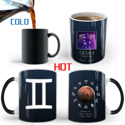Creative Constellation Changing Color Cup Water Transfer magic Coffee Mug  friends birthday gift cup