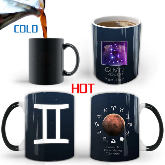 Creative Constellation Changing Color Cup Water Transfer magic Coffee Mug  friends birthday gift cup