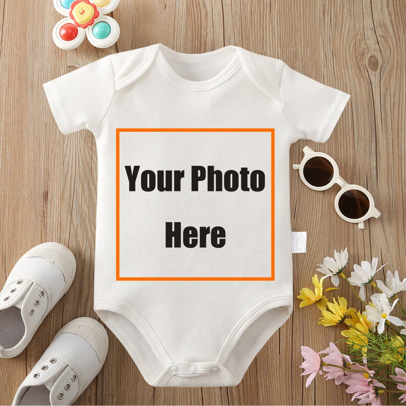 Custom Pictures Cute Cotton Onesie 0-12 Months Triangle Romper Design DIY Personalized Photos Newborn Clothes Jumpsuit