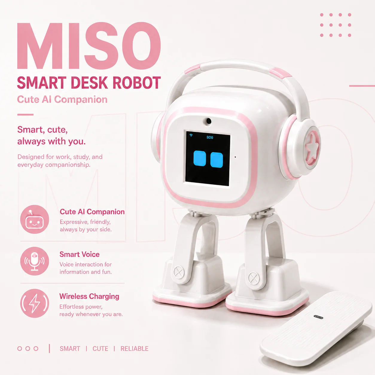 Miso Interactive AI Desktop Robot | EMO Smart Chat, Multilingual Companion, Dancing Mini Robot Charging Skateboard Fun Gift Toy