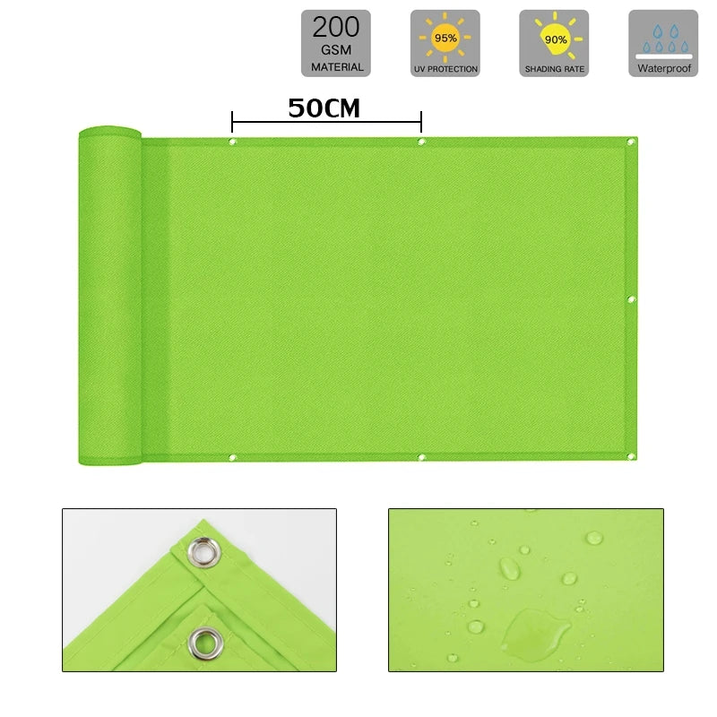 300D Waterproof Fence Sail Balcony Railing Privacy Screen Rainproof Anti-UV Terrace Wind Barrier Fabric Sunblock Shade Cloth