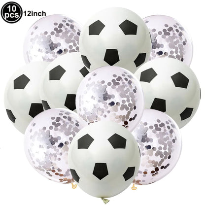 10Pcs 12inch Soccer Balloons Red Blue Black White Confetti Football Latex Balloon Boy Soccer Birthday Party Baby Shower Decor