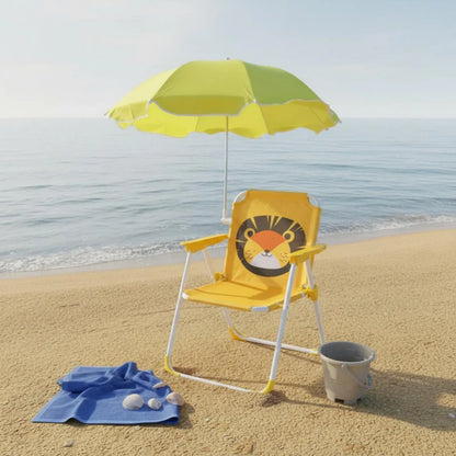 Children's Portable Chair with Sun Shade Foldable Kids Beach Chair with Umbrella Lightweight Sturdy Metal Frame for Patio