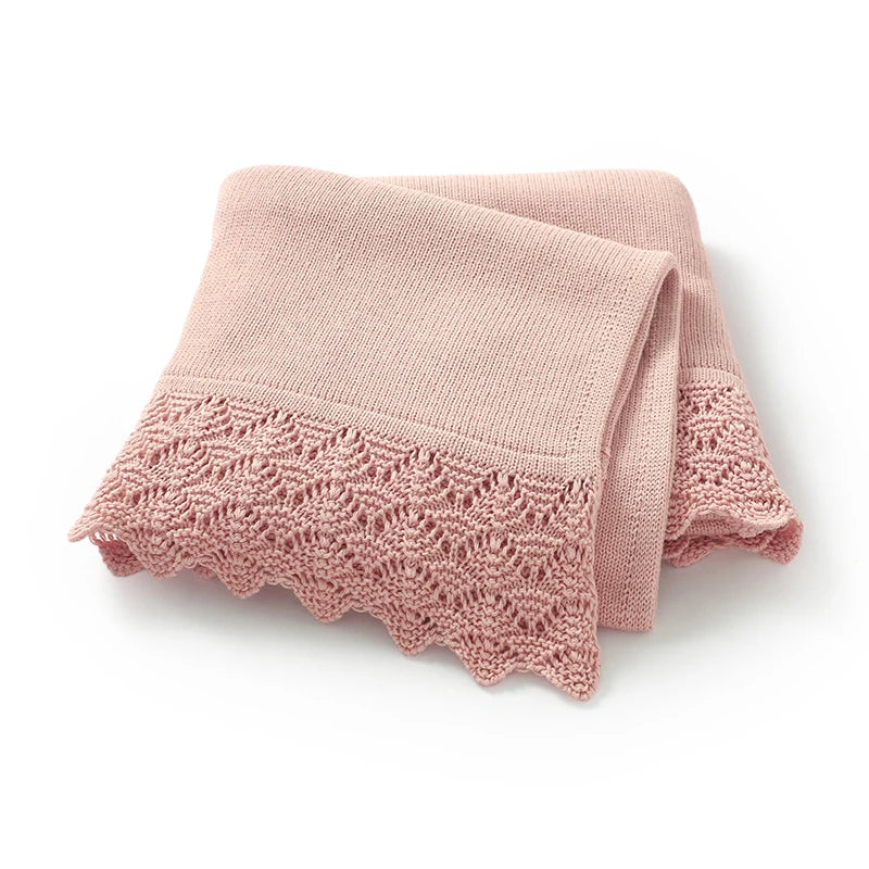 Infant Cotton Baby Blanket Knit Newborn Boy Girl Bedding Quilt Fashion Hollow Out Solid 90*70CM Toddler Swaddle Wrap Super Soft
