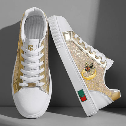 Golden silver Coiffeur man casual shoes flats embroidery on running shoes mens designer shoes sneakers luxury walking tennis