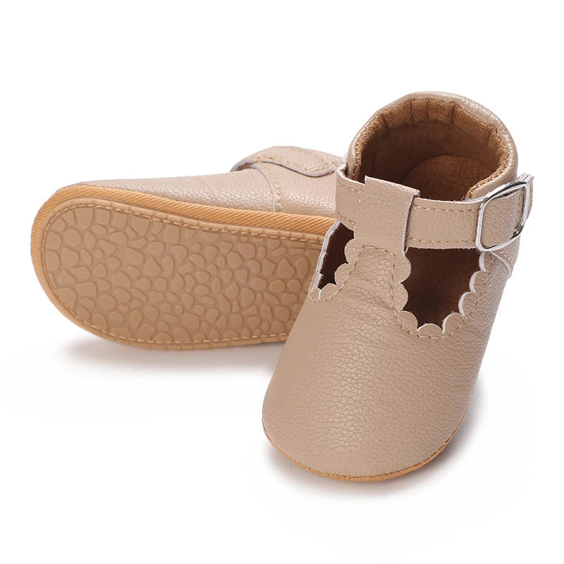 Breathable Newborn Baby Shoes Baby Boy Girl Shoes Girl Classic Bowknot Rubber Sole Anti-slip PU  Toddler Shoes First Walker