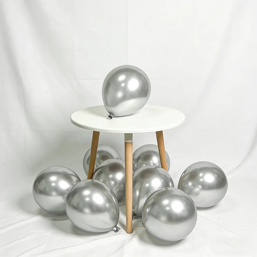 20/50/100pcs Metallic Balloons Metal Chrome Silver Grey Balloons for Party Wedding & Engagement Decoration New Year Decor Globos