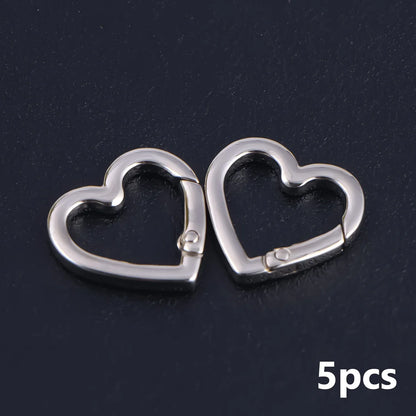 5Pcs Metal Heart Shape Spring Clasps Openable Carabiner Keychain Bag Clips Hook Dog Chain Buckles Connector Accessories