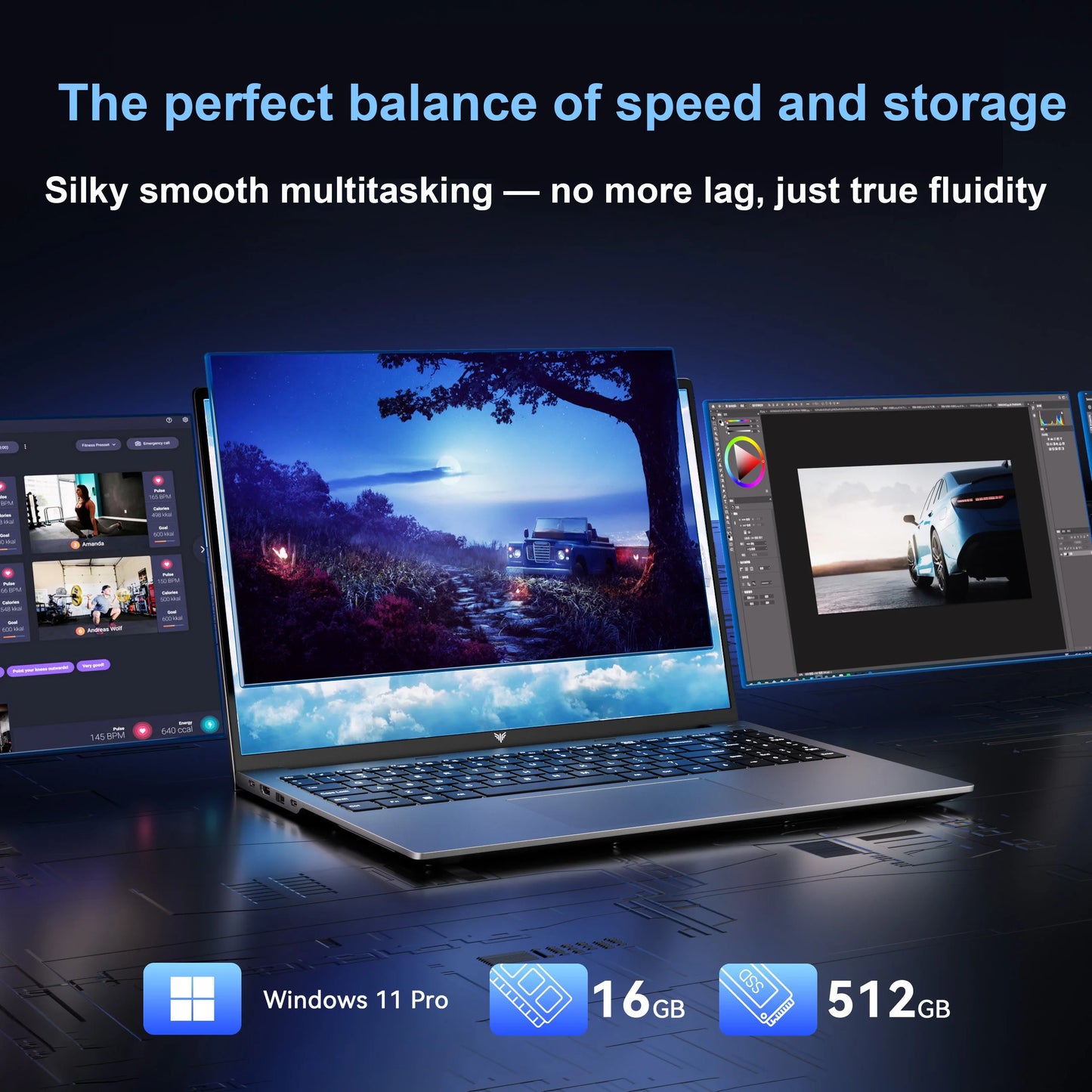 KAMRUI 16“ Gaming Laptop Ryzen9 6900HX 16GB 512GB PCIe3.0 SSD 8-Core Radeon 680M WiFi6 Windows11 Pro Backlit Keyboard for Gaming