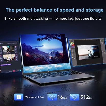 KAMRUI 16“ Gaming Laptop Ryzen9 6900HX 16GB 512GB PCIe3.0 SSD 8-Core Radeon 680M WiFi6 Windows11 Pro Backlit Keyboard for Gaming