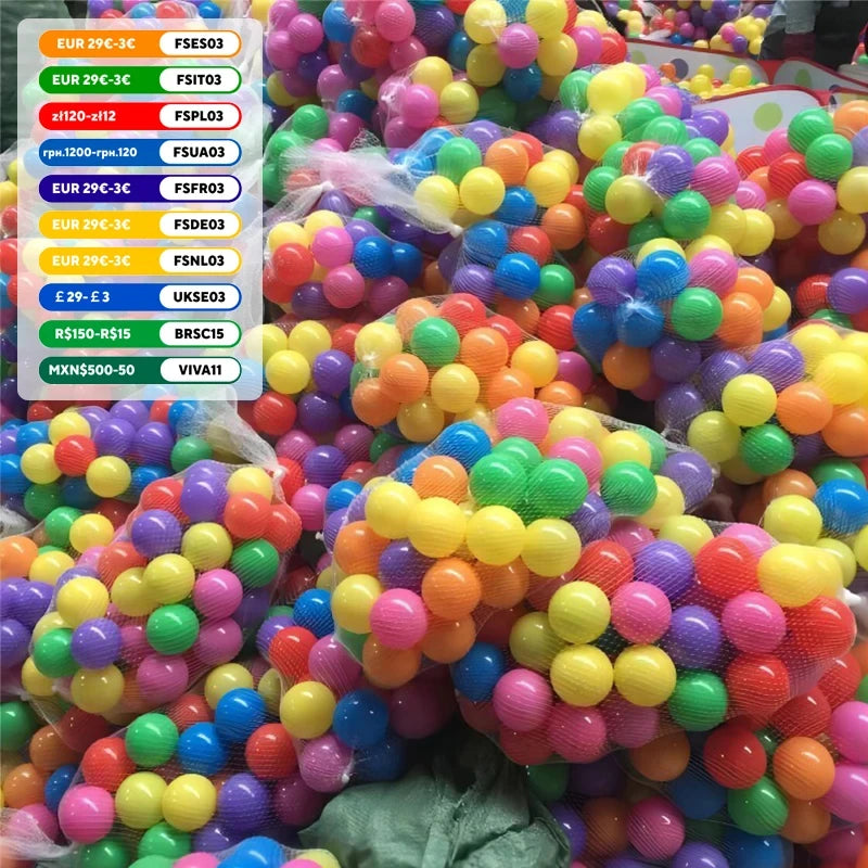100PCS Colorful Ball Pit Balls Soft Plastic Ocean Balls Indoor Outdoor Play Tent Playhouse Baby Eco-Friendly Stress Air Ball Toy