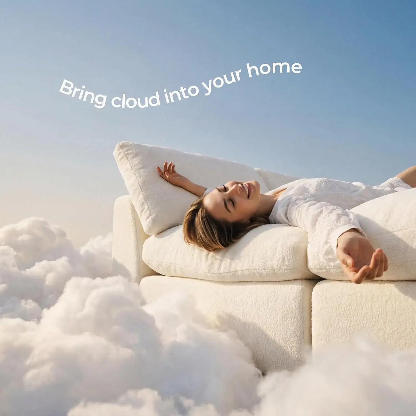 108" Cloud Sectional Couch with 2 Washable Cover Sets | L-Shaped Modular Sofa with Ottoman, Deep Seat Couch for living room