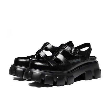 6 Cm Height Platform Mens Genuine Leather Sandals Luxury Handmade Quality 2024 New Designer Black Summer Formal Social Shoes Man